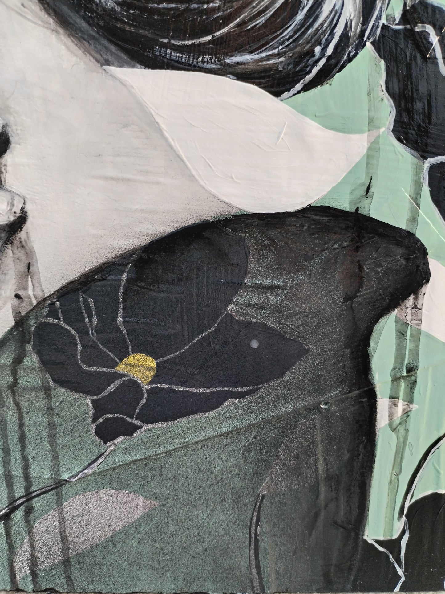 QUADRO DONNA VINTAGE  FIORI E FOGLIE