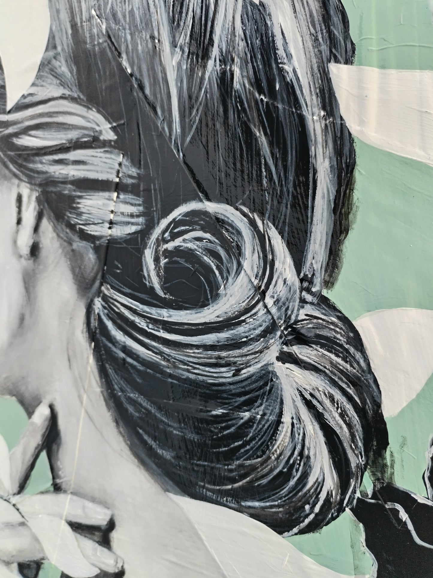 QUADRO DONNA VINTAGE  FIORI E FOGLIE