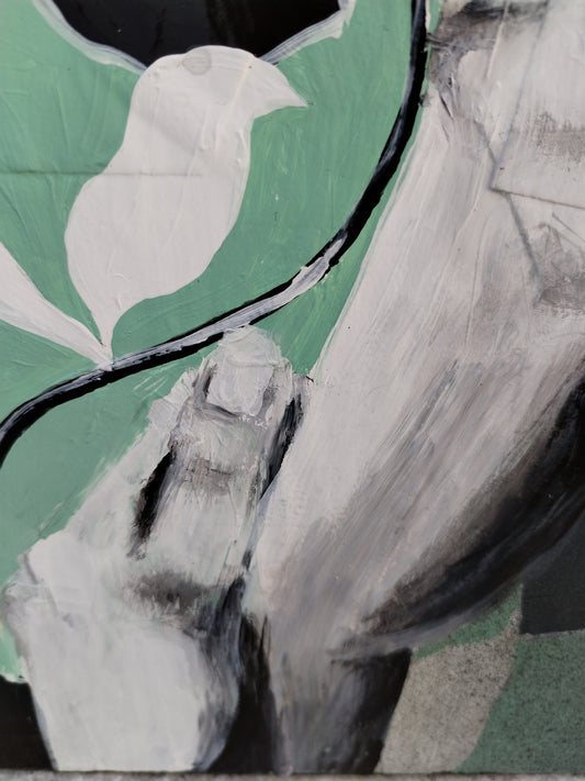 QUADRO DONNA VINTAGE  FIORI E FOGLIE