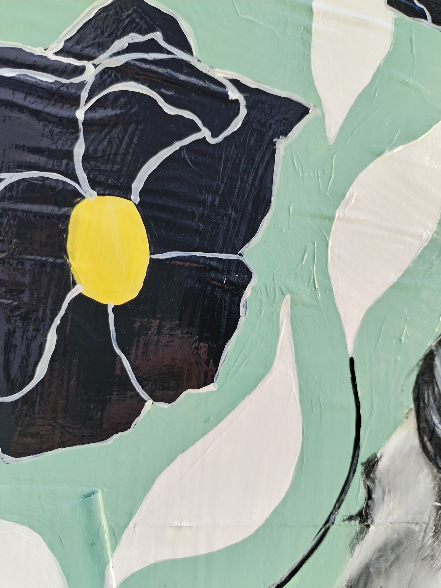 QUADRO DONNA VINTAGE  FIORI E FOGLIE