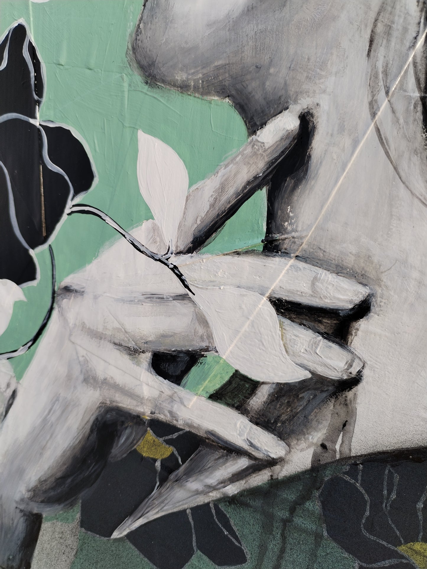 QUADRO DONNA VINTAGE  FIORI E FOGLIE