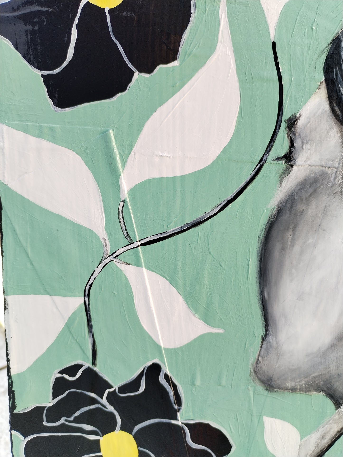 QUADRO DONNA VINTAGE  FIORI E FOGLIE